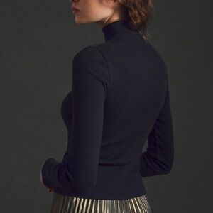 Anthropologie 🕸️ NWT New Maeve Essential Basic Ribbed Black Mockneck Turtleneck